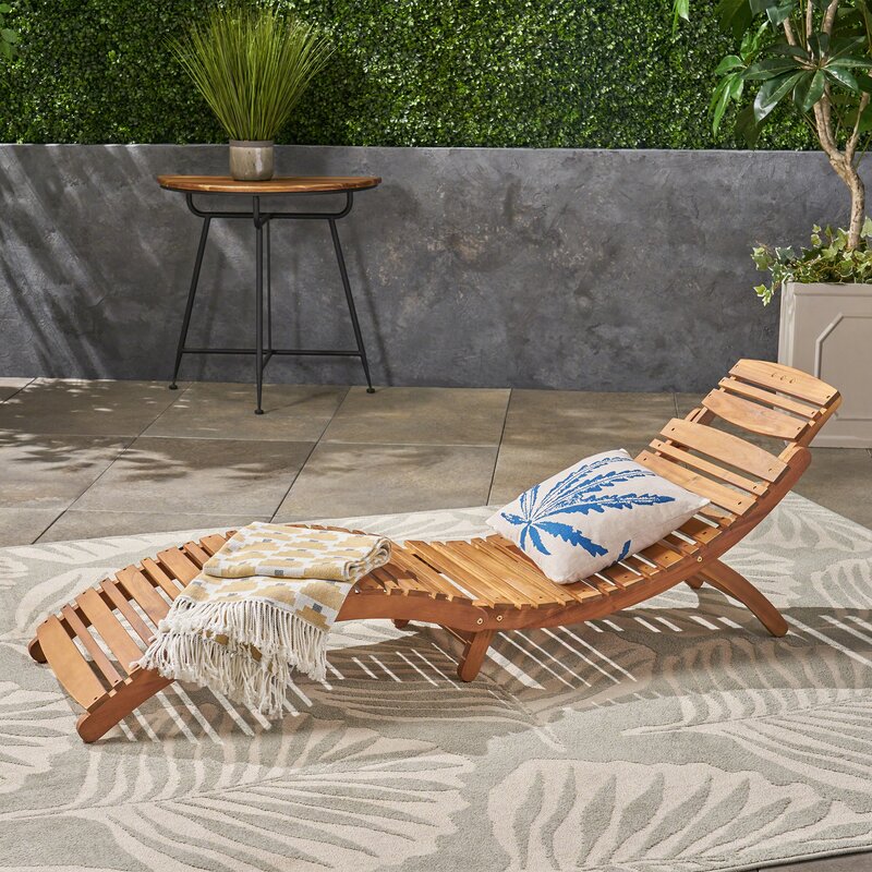 Beachcrest Home Tifany Wood Outdoor Chaise Lounge & Reviews  Wayfair